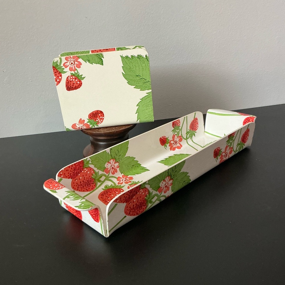 Strawberry Motif  Top of the Table By Karen Match Mates Tray & Napkin Holder B5